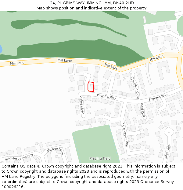 24, PILGRIMS WAY, IMMINGHAM, DN40 2HD: Location map and indicative extent of plot