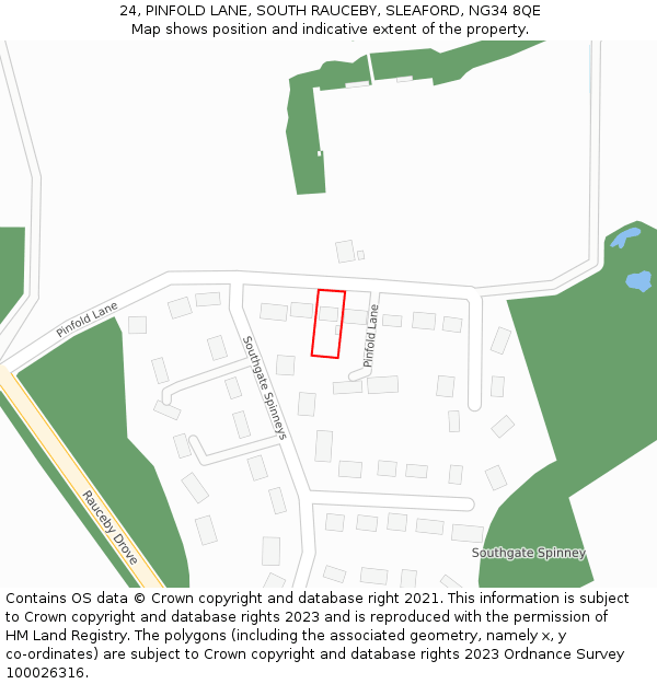 24, PINFOLD LANE, SOUTH RAUCEBY, SLEAFORD, NG34 8QE: Location map and indicative extent of plot