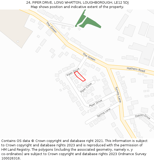 24, PIPER DRIVE, LONG WHATTON, LOUGHBOROUGH, LE12 5DJ: Location map and indicative extent of plot