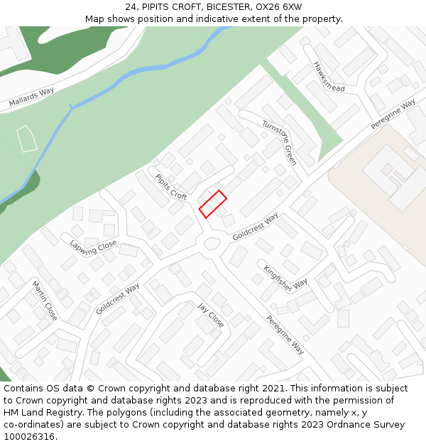 24, PIPITS CROFT, BICESTER, OX26 6XW: Location map and indicative extent of plot