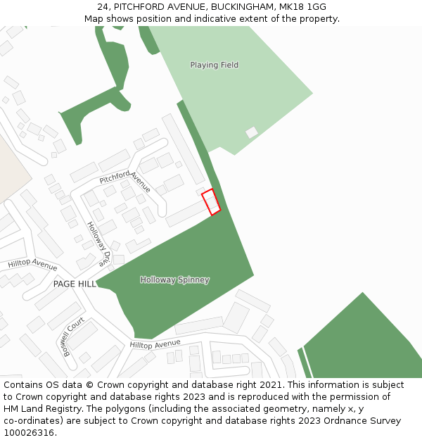 24, PITCHFORD AVENUE, BUCKINGHAM, MK18 1GG: Location map and indicative extent of plot