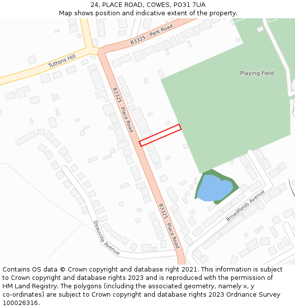 24, PLACE ROAD, COWES, PO31 7UA: Location map and indicative extent of plot