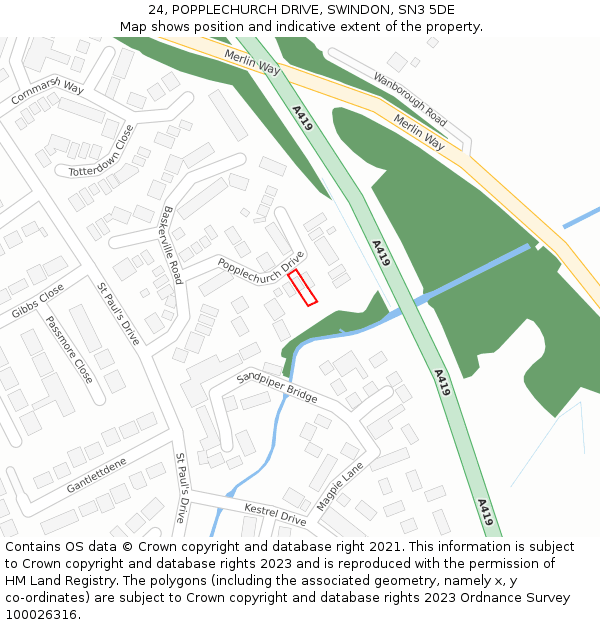 24, POPPLECHURCH DRIVE, SWINDON, SN3 5DE: Location map and indicative extent of plot