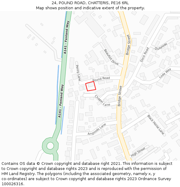 24, POUND ROAD, CHATTERIS, PE16 6RL: Location map and indicative extent of plot