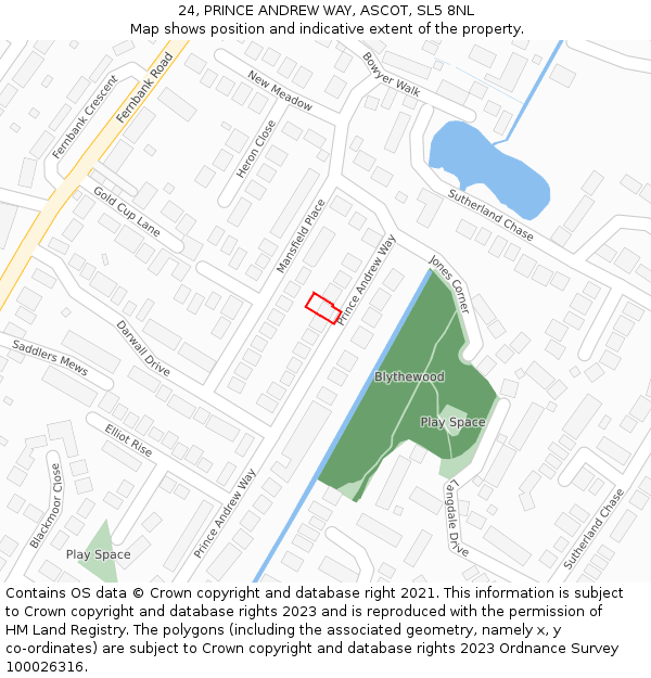 24, PRINCE ANDREW WAY, ASCOT, SL5 8NL: Location map and indicative extent of plot