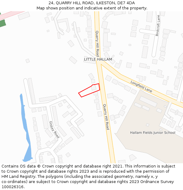 24, QUARRY HILL ROAD, ILKESTON, DE7 4DA: Location map and indicative extent of plot