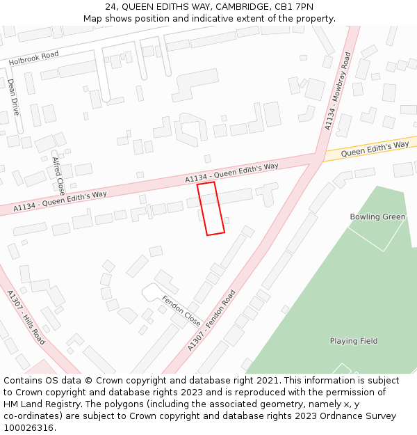 24, QUEEN EDITHS WAY, CAMBRIDGE, CB1 7PN: Location map and indicative extent of plot