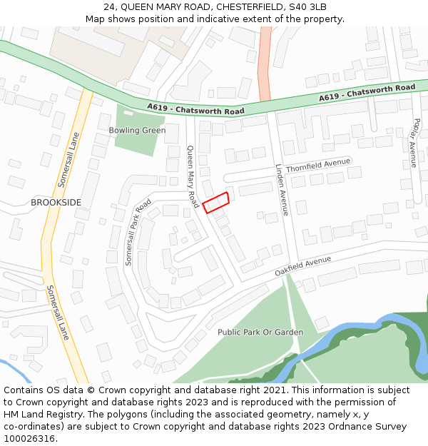 24, QUEEN MARY ROAD, CHESTERFIELD, S40 3LB: Location map and indicative extent of plot