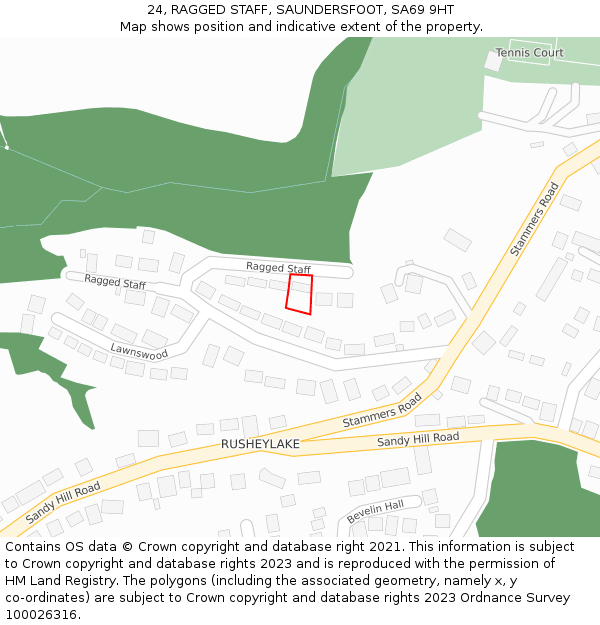 24, RAGGED STAFF, SAUNDERSFOOT, SA69 9HT: Location map and indicative extent of plot