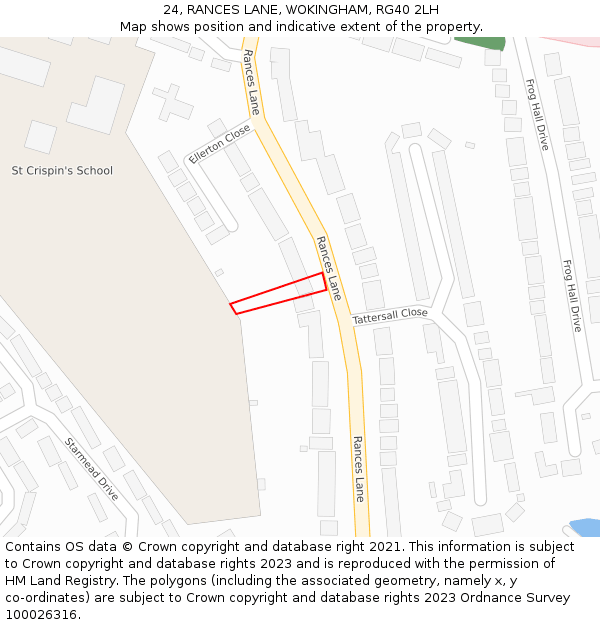 24, RANCES LANE, WOKINGHAM, RG40 2LH: Location map and indicative extent of plot