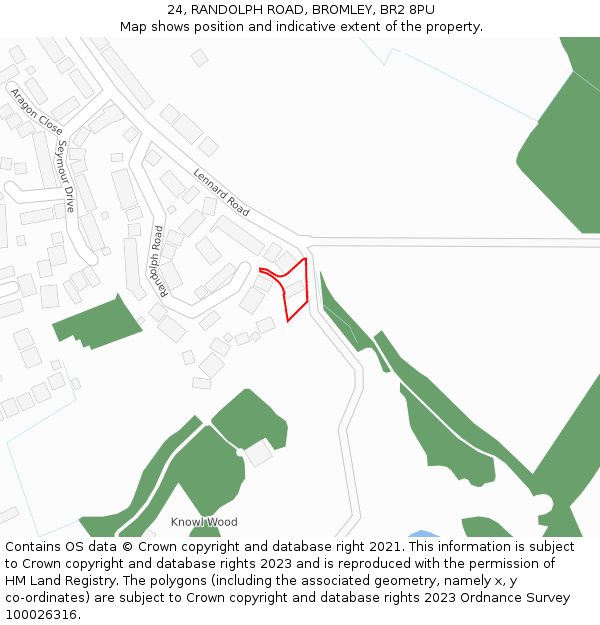 24, RANDOLPH ROAD, BROMLEY, BR2 8PU: Location map and indicative extent of plot