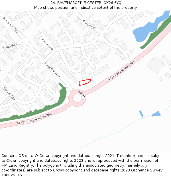 24, RAVENCROFT, BICESTER, OX26 6YQ: Location map and indicative extent of plot