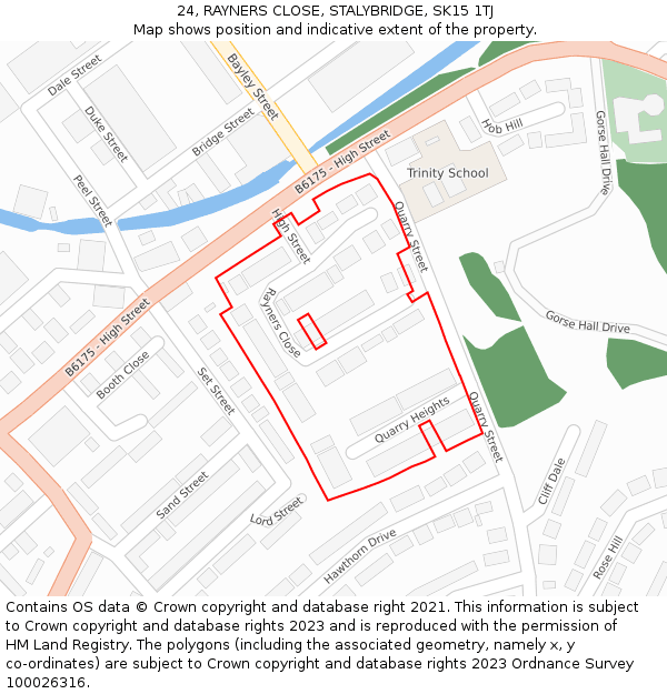 24, RAYNERS CLOSE, STALYBRIDGE, SK15 1TJ: Location map and indicative extent of plot