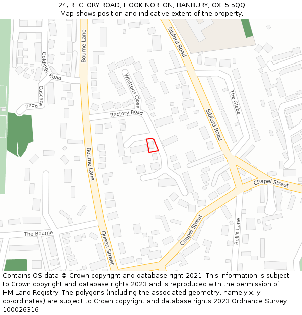 24, RECTORY ROAD, HOOK NORTON, BANBURY, OX15 5QQ: Location map and indicative extent of plot