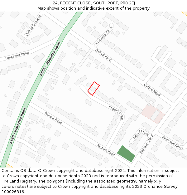 24, REGENT CLOSE, SOUTHPORT, PR8 2EJ: Location map and indicative extent of plot