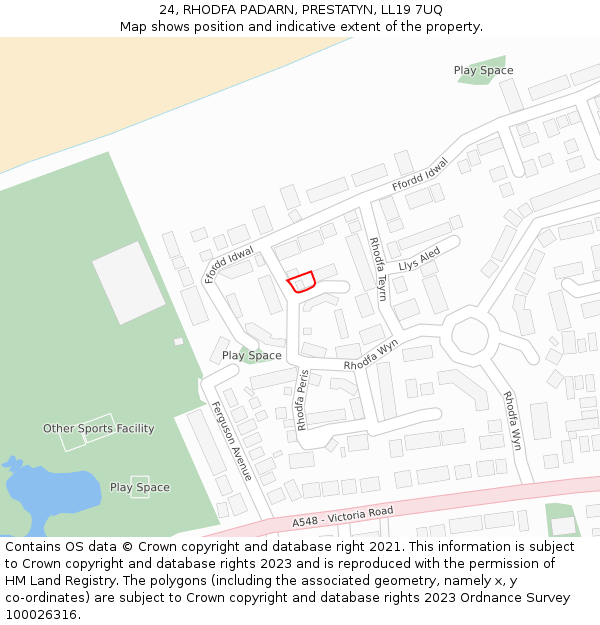 24, RHODFA PADARN, PRESTATYN, LL19 7UQ: Location map and indicative extent of plot