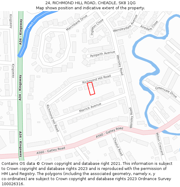 24, RICHMOND HILL ROAD, CHEADLE, SK8 1QG: Location map and indicative extent of plot