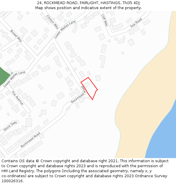 24, ROCKMEAD ROAD, FAIRLIGHT, HASTINGS, TN35 4DJ: Location map and indicative extent of plot