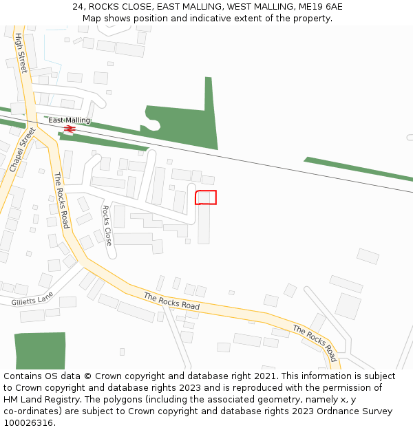 24, ROCKS CLOSE, EAST MALLING, WEST MALLING, ME19 6AE: Location map and indicative extent of plot