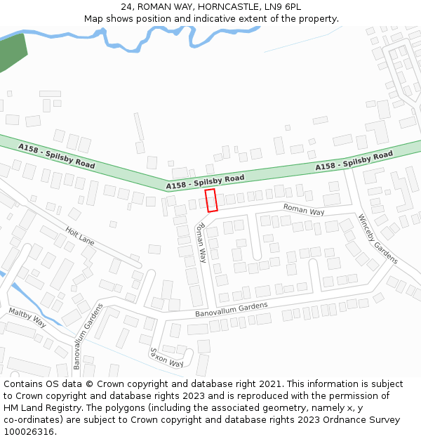 24, ROMAN WAY, HORNCASTLE, LN9 6PL: Location map and indicative extent of plot