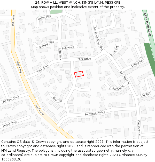 24, ROW HILL, WEST WINCH, KING'S LYNN, PE33 0PE: Location map and indicative extent of plot