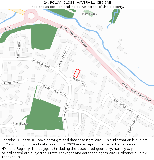 24, ROWAN CLOSE, HAVERHILL, CB9 9AE: Location map and indicative extent of plot