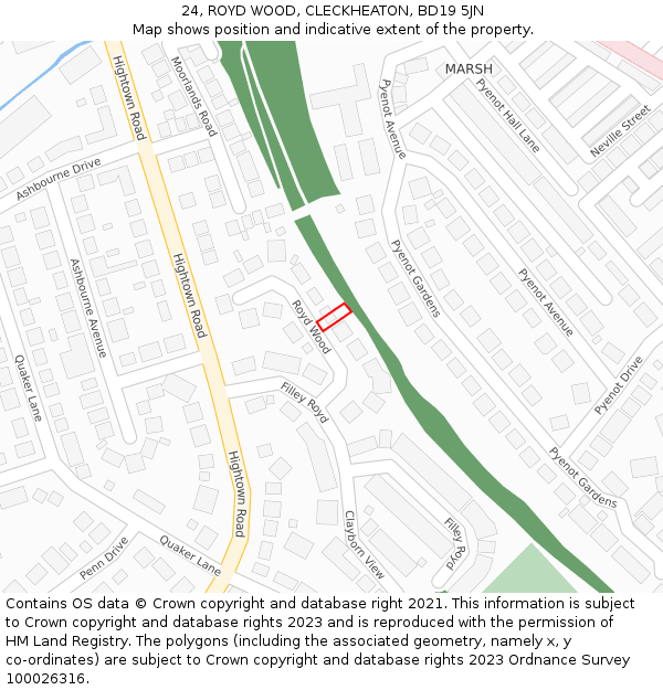 24, ROYD WOOD, CLECKHEATON, BD19 5JN: Location map and indicative extent of plot