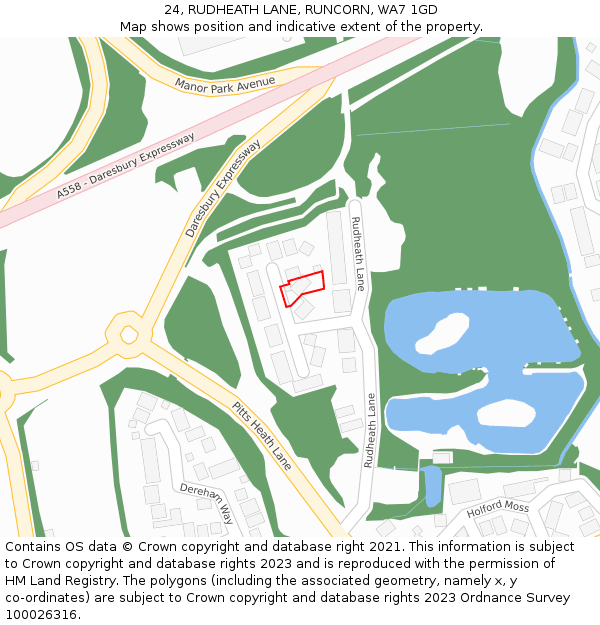 24, RUDHEATH LANE, RUNCORN, WA7 1GD: Location map and indicative extent of plot