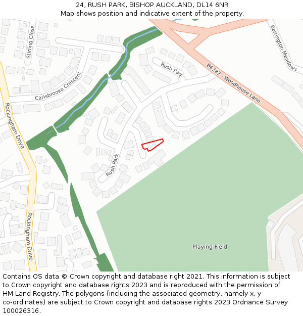 24, RUSH PARK, BISHOP AUCKLAND, DL14 6NR: Location map and indicative extent of plot