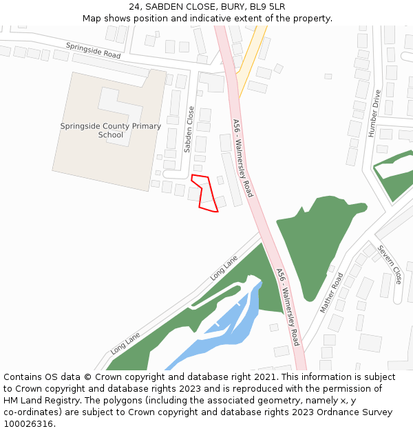 24, SABDEN CLOSE, BURY, BL9 5LR: Location map and indicative extent of plot