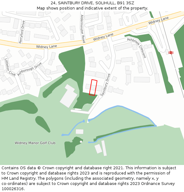 24, SAINTBURY DRIVE, SOLIHULL, B91 3SZ: Location map and indicative extent of plot