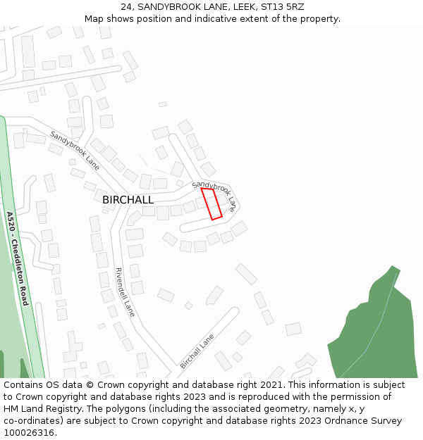 24, SANDYBROOK LANE, LEEK, ST13 5RZ: Location map and indicative extent of plot