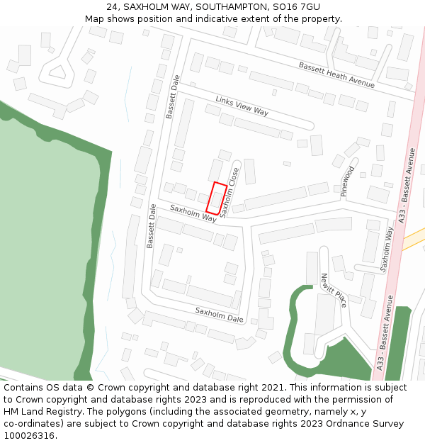 24, SAXHOLM WAY, SOUTHAMPTON, SO16 7GU: Location map and indicative extent of plot