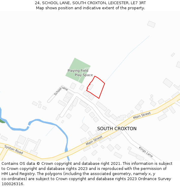 24, SCHOOL LANE, SOUTH CROXTON, LEICESTER, LE7 3RT: Location map and indicative extent of plot