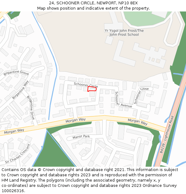 24, SCHOONER CIRCLE, NEWPORT, NP10 8EX: Location map and indicative extent of plot