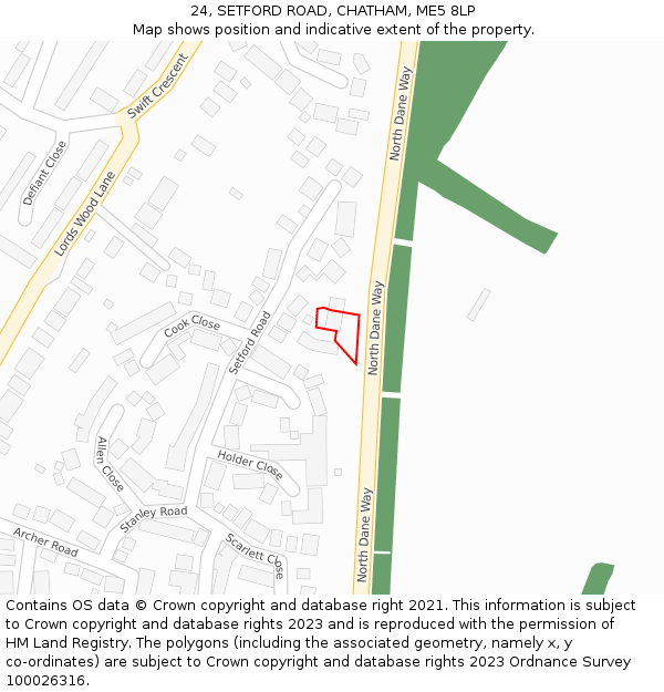 24, SETFORD ROAD, CHATHAM, ME5 8LP: Location map and indicative extent of plot
