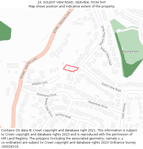 24, SOLENT VIEW ROAD, SEAVIEW, PO34 5HY: Location map and indicative extent of plot