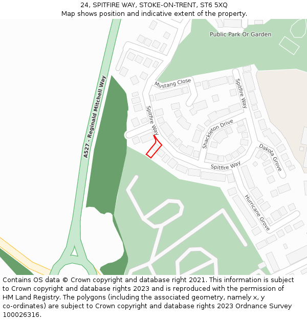 24, SPITFIRE WAY, STOKE-ON-TRENT, ST6 5XQ: Location map and indicative extent of plot