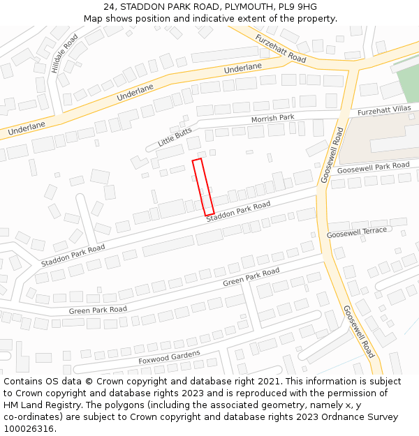 24, STADDON PARK ROAD, PLYMOUTH, PL9 9HG: Location map and indicative extent of plot