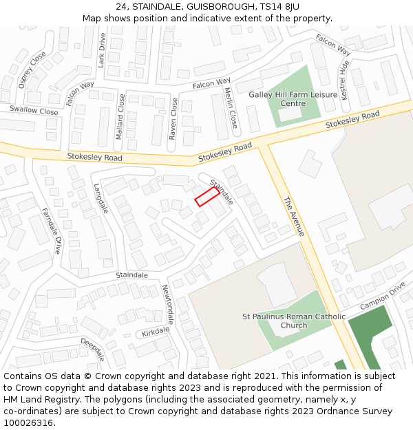 24, STAINDALE, GUISBOROUGH, TS14 8JU: Location map and indicative extent of plot