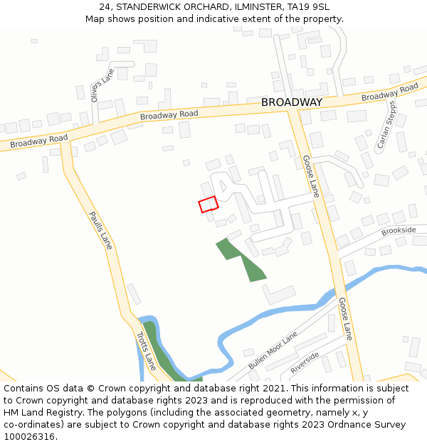 24, STANDERWICK ORCHARD, ILMINSTER, TA19 9SL: Location map and indicative extent of plot