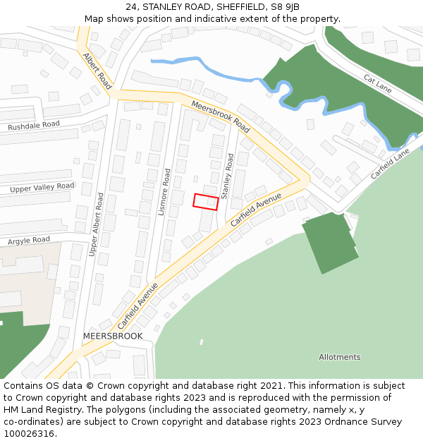 24, STANLEY ROAD, SHEFFIELD, S8 9JB: Location map and indicative extent of plot