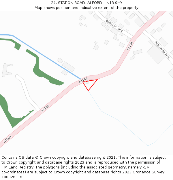 24, STATION ROAD, ALFORD, LN13 9HY: Location map and indicative extent of plot