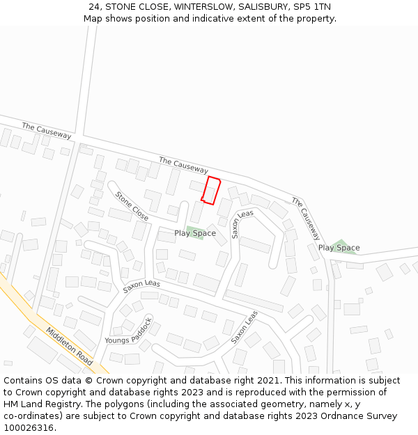 24, STONE CLOSE, WINTERSLOW, SALISBURY, SP5 1TN: Location map and indicative extent of plot