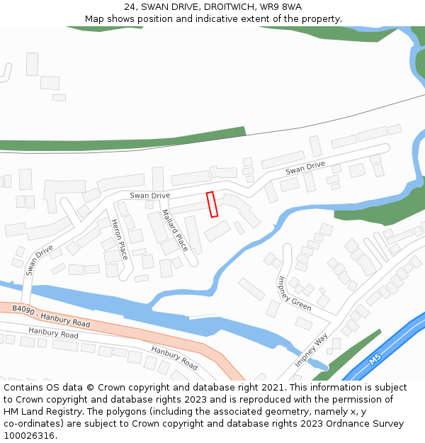 24, SWAN DRIVE, DROITWICH, WR9 8WA: Location map and indicative extent of plot