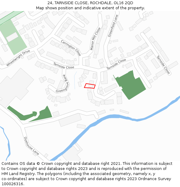 24, TARNSIDE CLOSE, ROCHDALE, OL16 2QD: Location map and indicative extent of plot