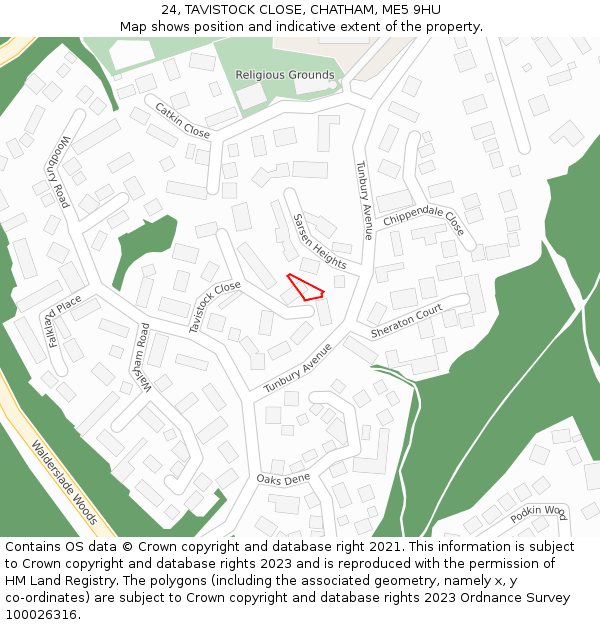 24, TAVISTOCK CLOSE, CHATHAM, ME5 9HU: Location map and indicative extent of plot