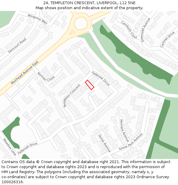 24, TEMPLETON CRESCENT, LIVERPOOL, L12 5NE: Location map and indicative extent of plot