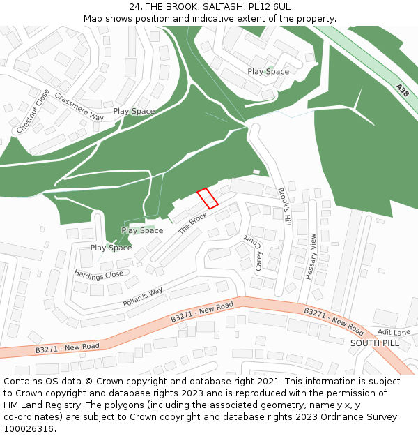 24, THE BROOK, SALTASH, PL12 6UL: Location map and indicative extent of plot