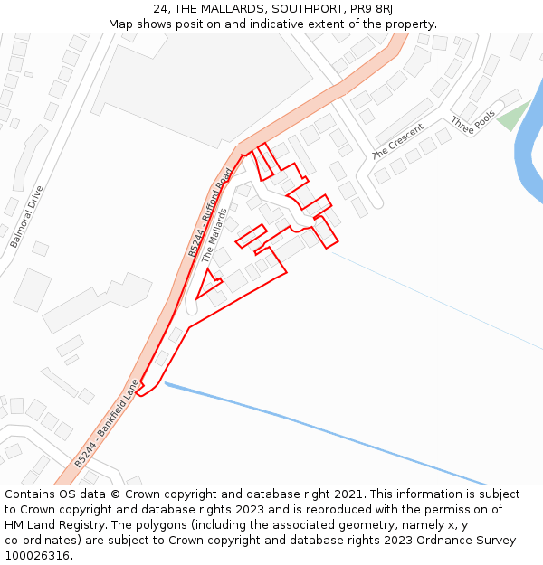 24, THE MALLARDS, SOUTHPORT, PR9 8RJ: Location map and indicative extent of plot